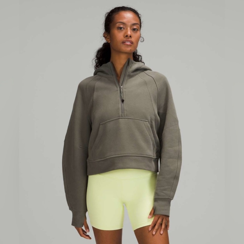 Lululemon Oversized Cropped Half-Zip Scuba Hoodie - Size XS/S (Grey Sage)